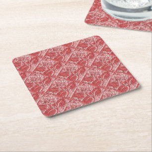 Metal Roses-22-Coral-Coaster Set Square Paper Coaster