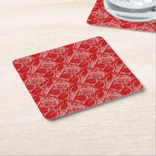Metal Roses-24-Red-Coaster Set Square Paper Coaster