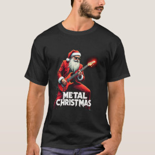 Metal Santa Claus Christmas Rock Roll Xmas Guitar  T-Shirt