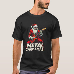Metal Santa Claus Christmas Rock Roll Xmas Guitar  T-Shirt