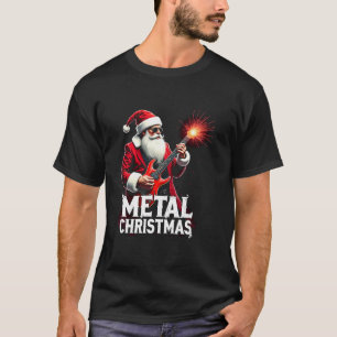 Metal Santa Claus Christmas Rock Roll Xmas Guitar  T-Shirt
