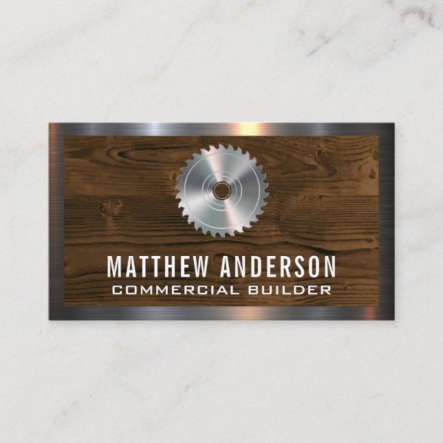 Metal Saw | Wood Boards and Metal Trim Business Card (Front)