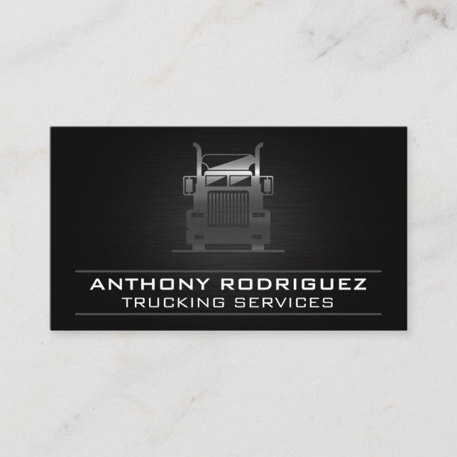 Metal Semi Truck | Driver | Logistics  Business Ca Business Card (Front)