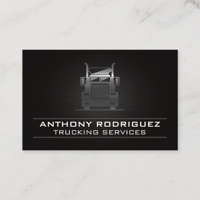 Metal Semi Truck | Driver | Logistics  Business Card (Front)