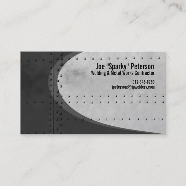 Metal Sheet Rivets Grey Business Card (Front)