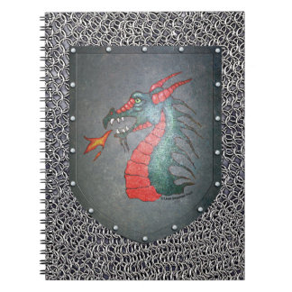 Metal Shield Dragon Chainmail Background Notebook