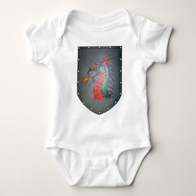 Metal Shield Mediaeval Dragon Baby Bodysuit (Front)