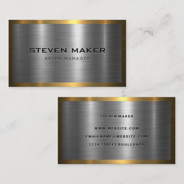 Metal Shine | Gold Silver Business Card (Front/Back)