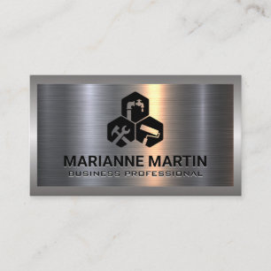 Metal Silver Brushed Home Repair Service Business Card