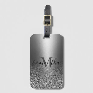 Metal Silver Glitter Luggage Tag