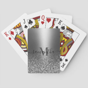 Metal Silver Glitter Playing Cards