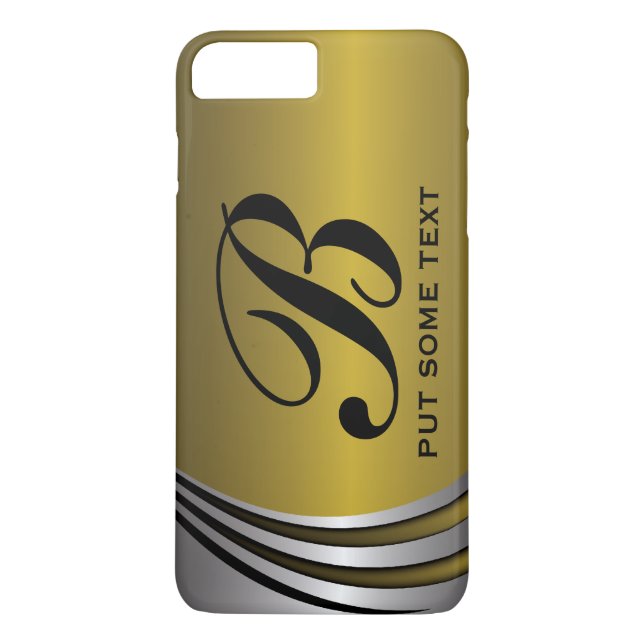 Metal silver grey and gold monogram custom Case-Mate iPhone case (Back)