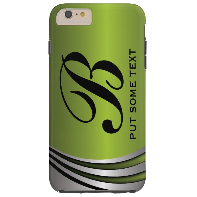Metal silver grey green, monogram custom Case-Mate iPhone case (Back)