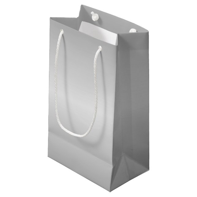 Metal Silver Look Small Gift Bag (Front Angled)