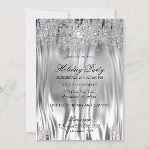 Metal Silver Look Winter Wonderland Holiday Party Invitation