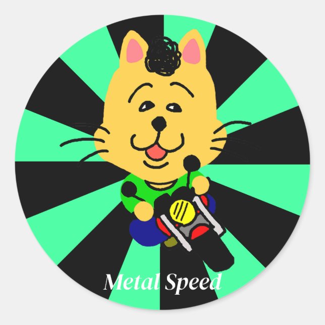 Metal Speed Fully Opened Cat-Chan Radiation Classic Round Sticker (Front)