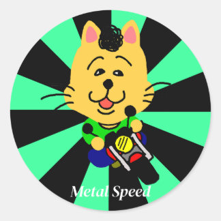Metal Speed Fully Opened Cat-Chan Radiation Classic Round Sticker