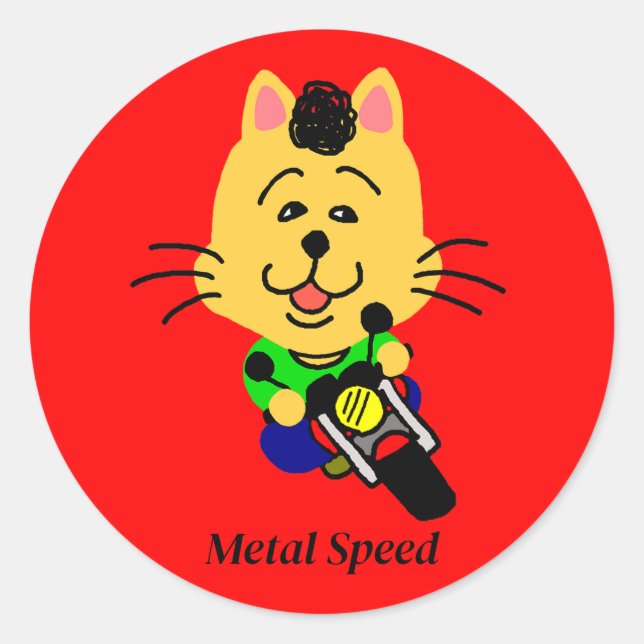 METAL SPEED FULLY OPENED CAT CLASSIC ROUND STICKER (Front)