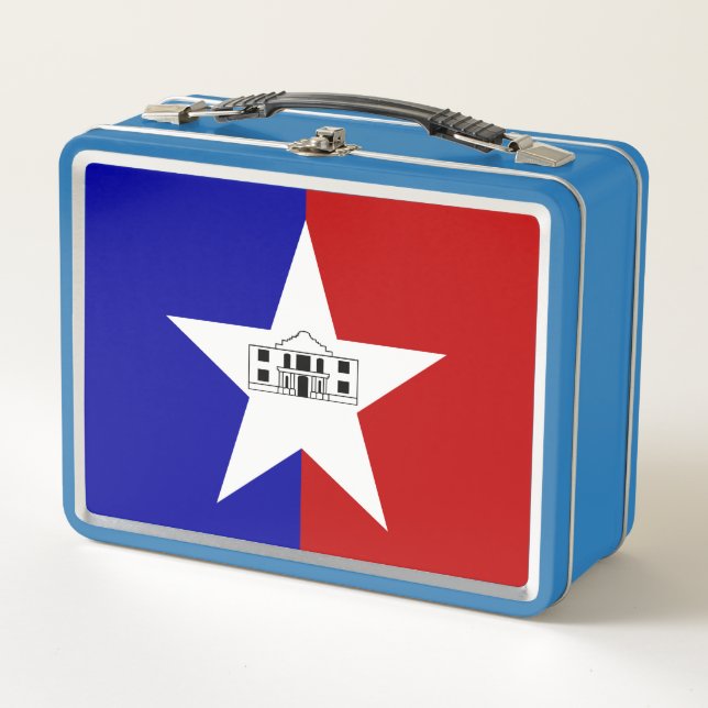 Metal Stainless Lunchbox - flag of San Antonio (Front)