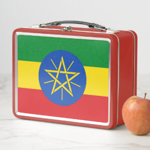 Metal Stainless Lunchbox with Ethiopia flag