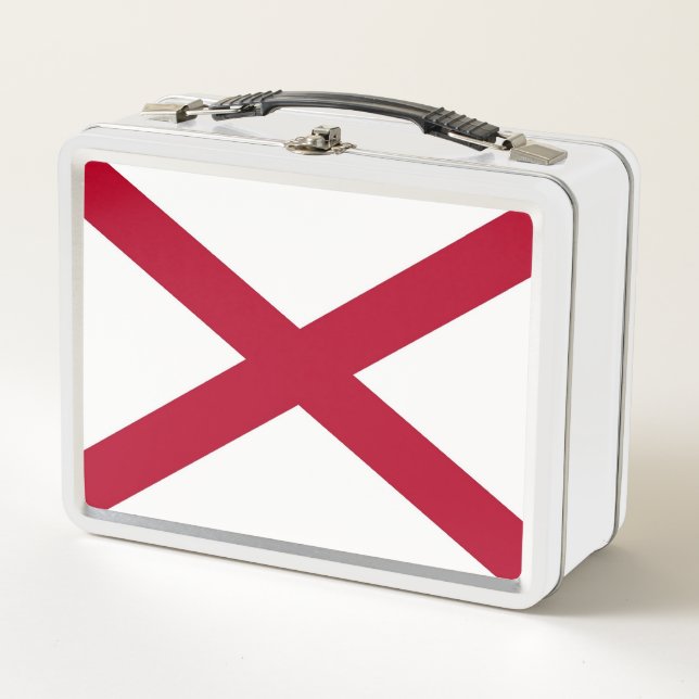 Metal Stainless Lunchbox with flag of Alabama, USA (Front)