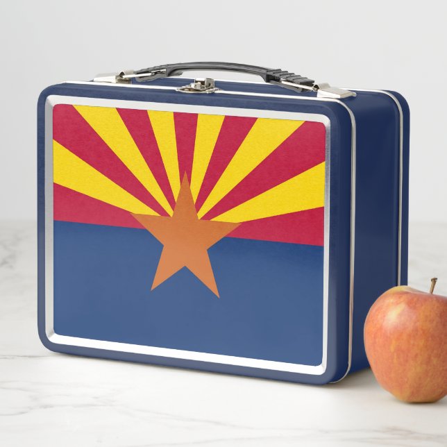 Metal Stainless Lunchbox with flag of Arizona (In Situ)