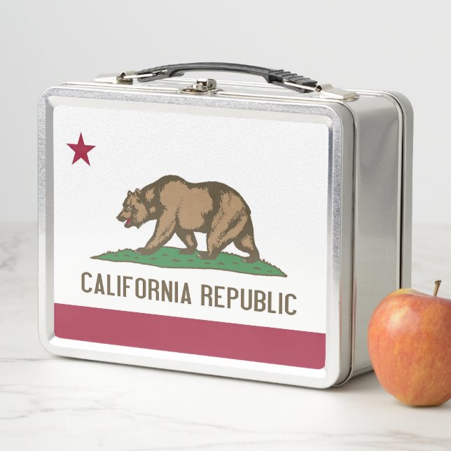 Metal Stainless Lunchbox with flag of California (In Situ)