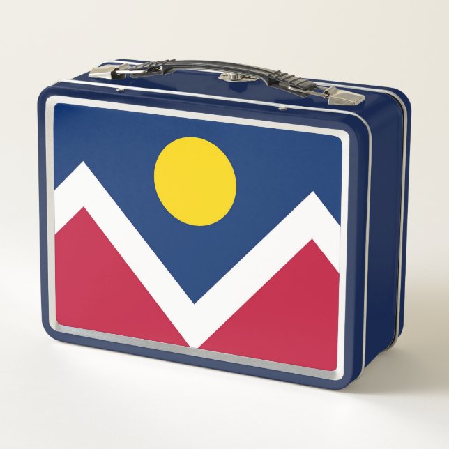 Metal Stainless Lunchbox with flag of Denver (Back)