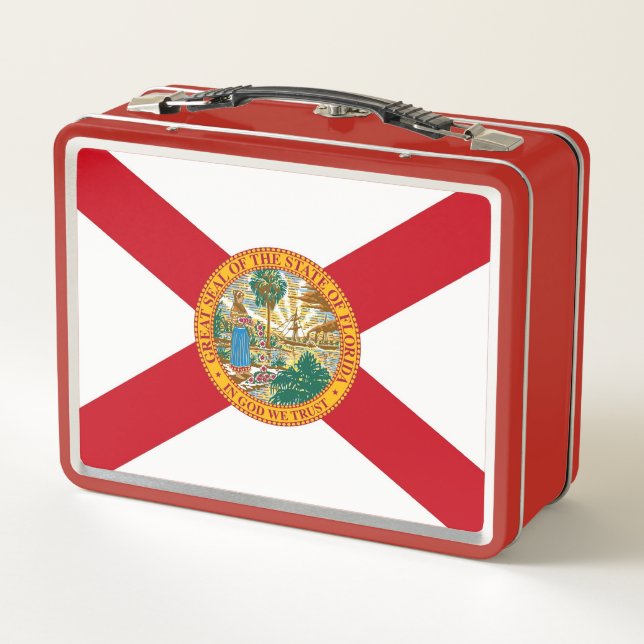 Metal Stainless Lunchbox with flag of Florida (Back)