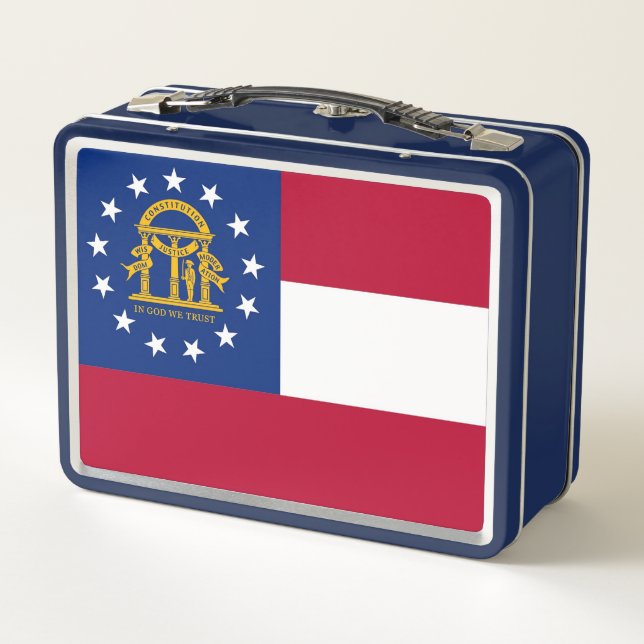 Metal Stainless Lunchbox with flag of Georgia (Back)