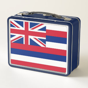 Metal Stainless Lunchbox with flag of Hawaii