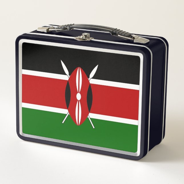 Metal Stainless Lunchbox with flag of Kenya (Front)