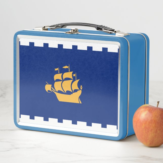 Metal Stainless Lunchbox with flag of Quebec City (In Situ)