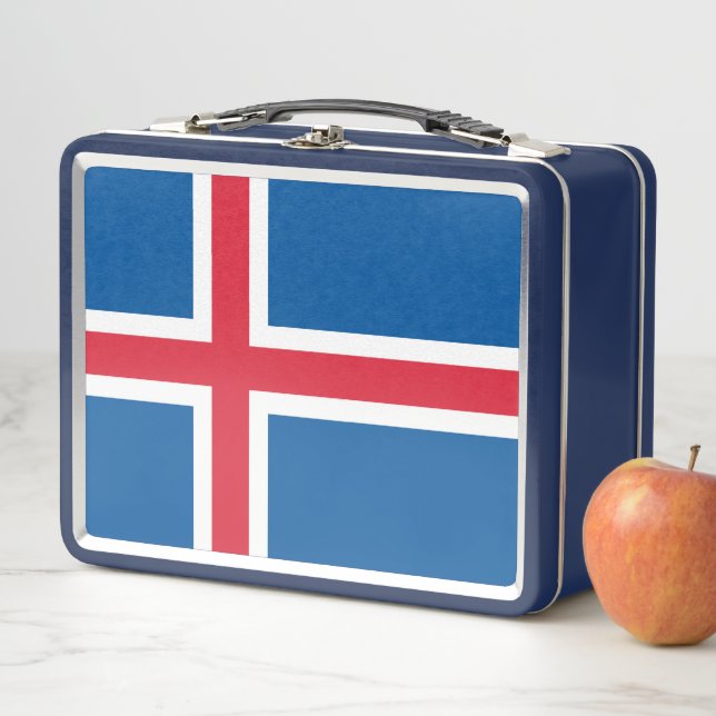 Metal Stainless Lunchbox with Iceland flag (In Situ)