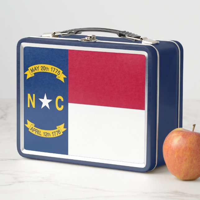Metal Stainless Lunchbox with North Carolina flag (In Situ)