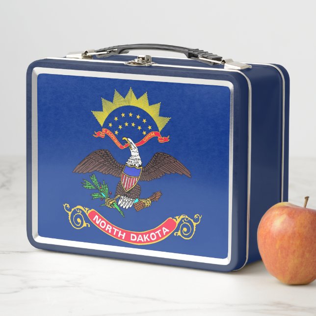 Metal Stainless Lunchbox with North Dakota flag (In Situ)