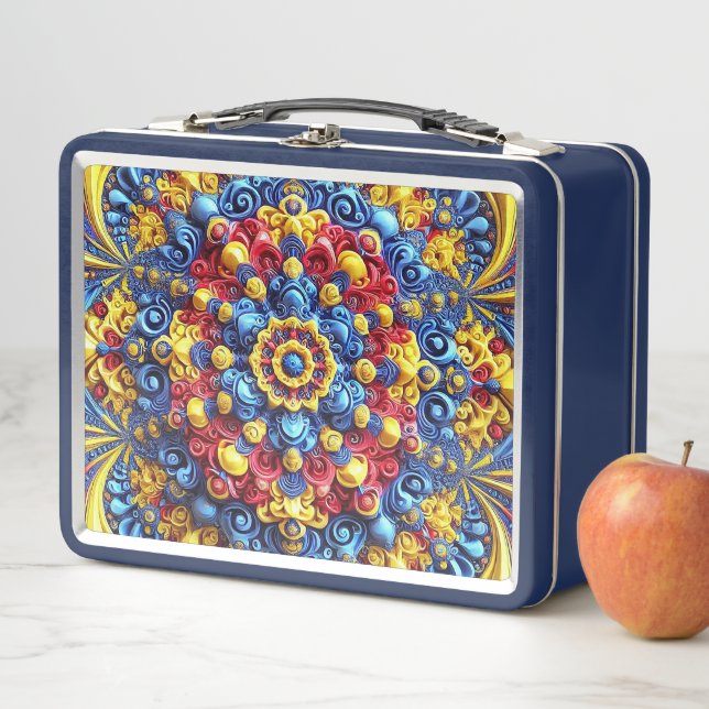 Metal Stainless Lunchbox with Romanian Colours (In Situ)