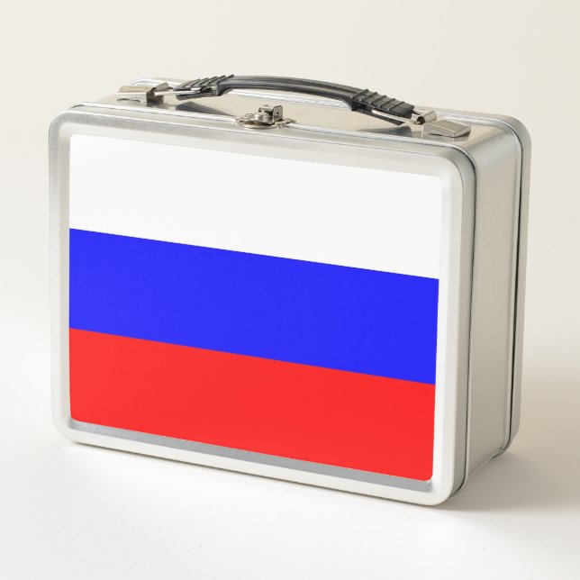 Metal Stainless Lunchbox with Russia flag (Front)