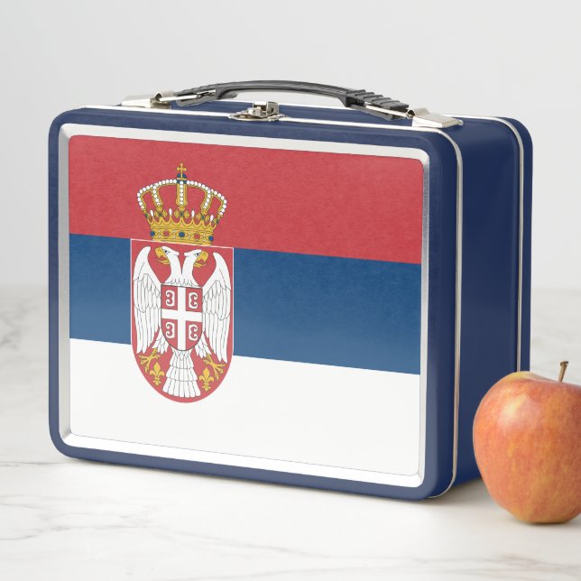 Metal Stainless Lunchbox with Serbia flag (In Situ)