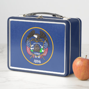 Metal Stainless Lunchbox with Utah State flag