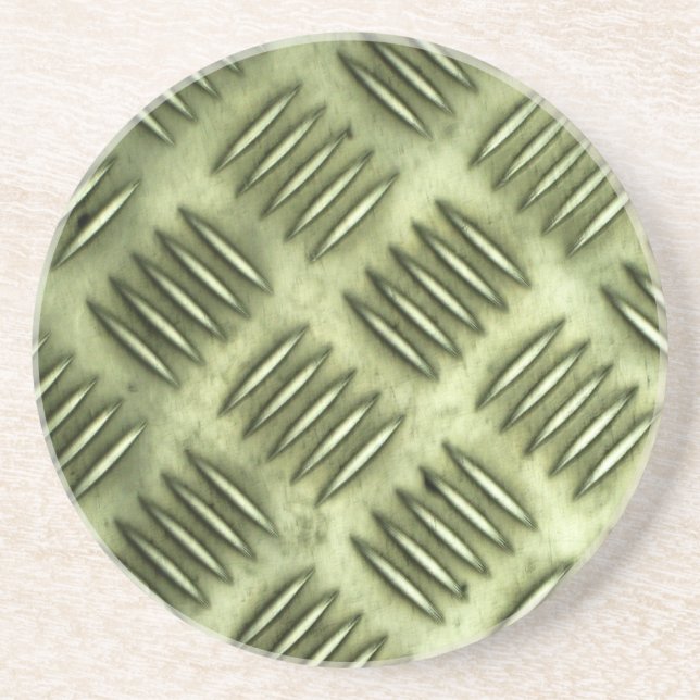 Metal Stainless Steel Chequered Flooring Texture Coaster (Front)