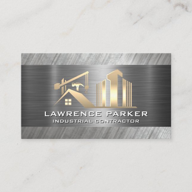 Metal Steel Background | Construction Site Business Card (Front)