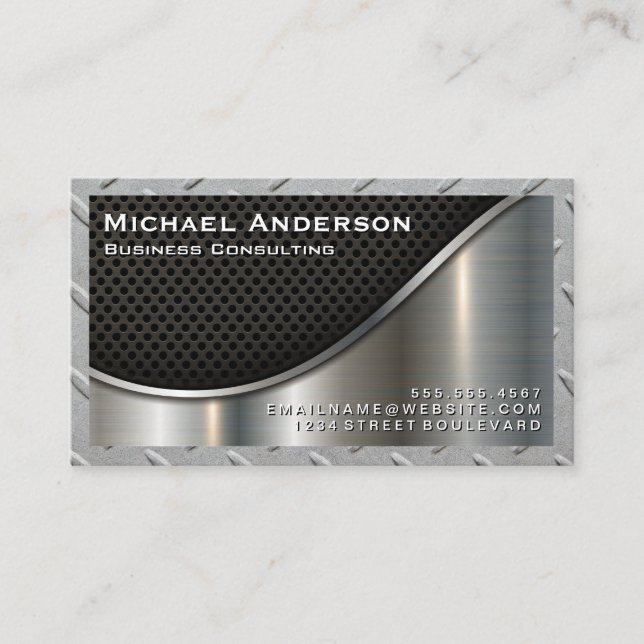 Metal | Steel | Black Mesh Business Card (Front)