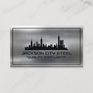 Metal Steel   Real Estate   City Skyline Business Card