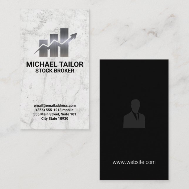 Metal Stock Chart | Marble Business Card (Front/Back)