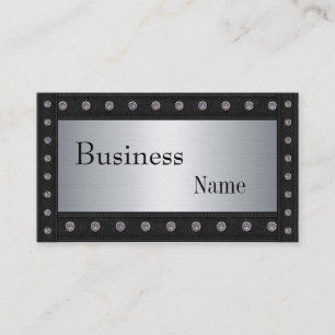 Metal Studs Look Silver Black 2 Business Card