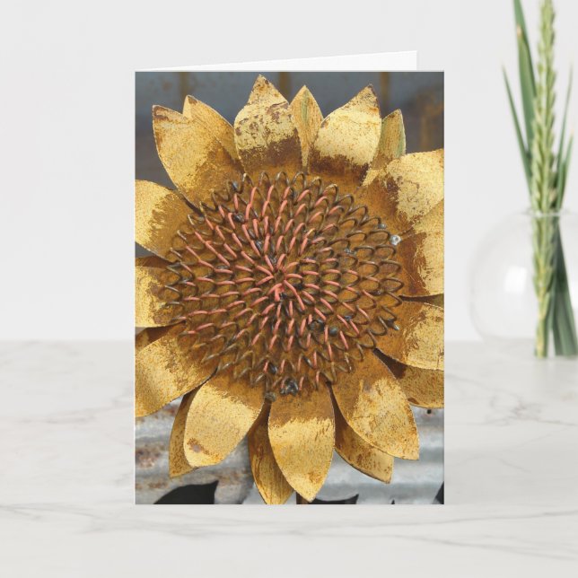 Metal Sunflower Yard Art, Birthday Card (Front)