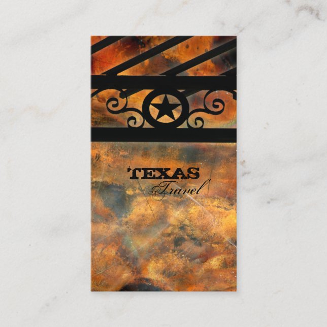 Metal Texas Star Business Card Vintage Rust (Front)