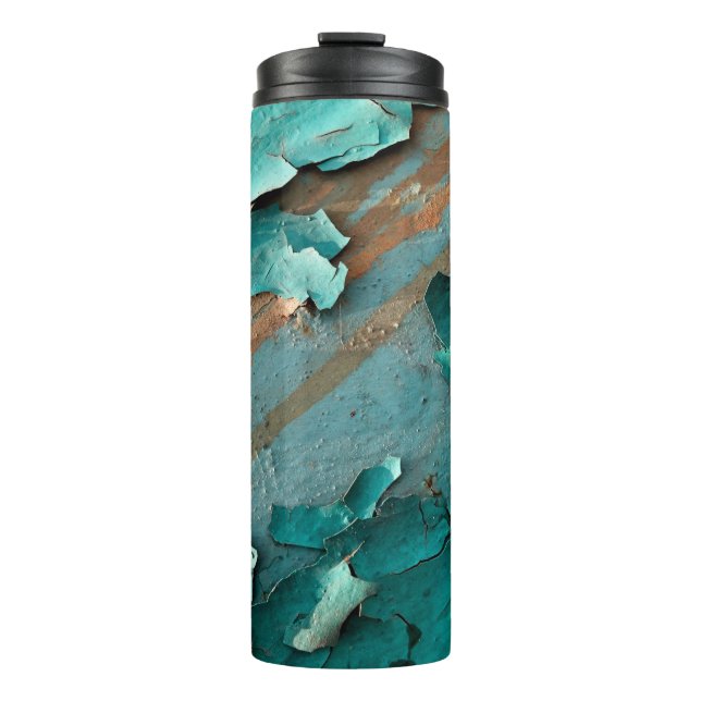 Metal texture with scratches and cracksabstract, a thermal tumbler (Front)