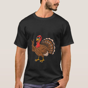 Metal Thanksgiving Turkey Metalhead Devil Horns T-Shirt
